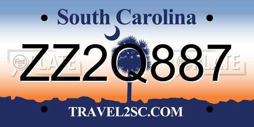 ZZ2Q887 South Carolina License Plate
