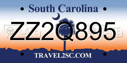 ZZ2Q895 South Carolina License Plate