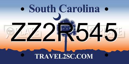 ZZ2R545 South Carolina License Plate