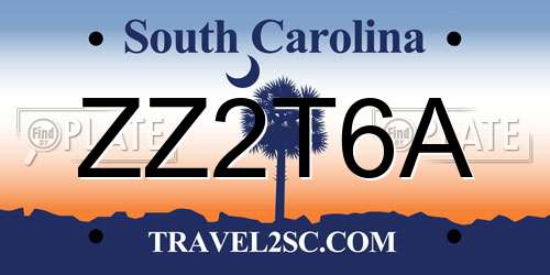 ZZ2T6A South Carolina License Plate
