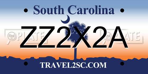 ZZ2X2A South Carolina License Plate