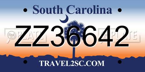ZZ36642 South Carolina License Plate