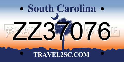 ZZ37076 South Carolina License Plate