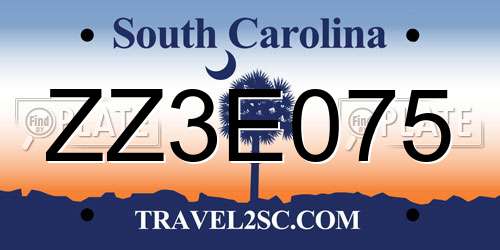 ZZ3E075 South Carolina License Plate