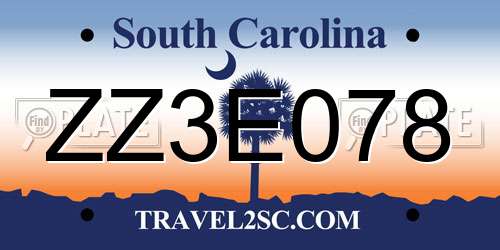 ZZ3E078 South Carolina License Plate