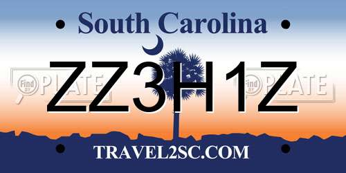 ZZ3H1Z South Carolina License Plate
