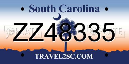 ZZ48335 South Carolina License Plate