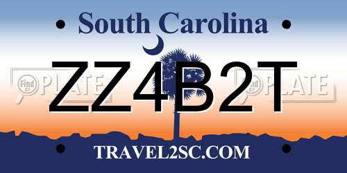 ZZ4B2T South Carolina License Plate
