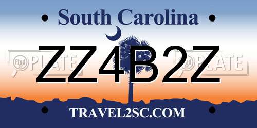 ZZ4B2Z South Carolina License Plate