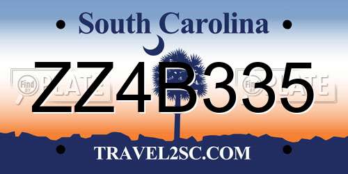 ZZ4B335 South Carolina License Plate