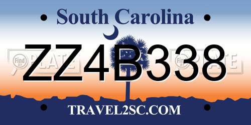 ZZ4B338 South Carolina License Plate