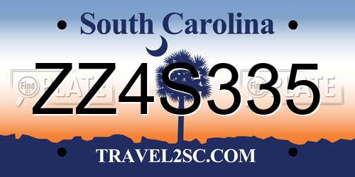 ZZ4S335 South Carolina License Plate