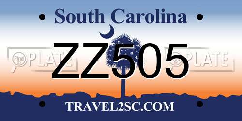 ZZ505 South Carolina License Plate