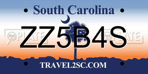 ZZ5B4S South Carolina License Plate