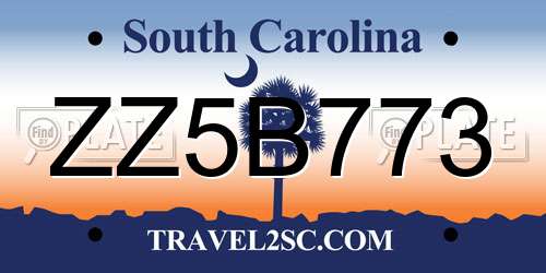 ZZ5B773 South Carolina License Plate