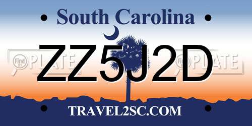 ZZ5J2D South Carolina License Plate