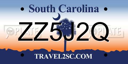 ZZ5J2Q South Carolina License Plate