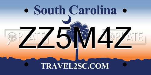 ZZ5M4Z South Carolina License Plate