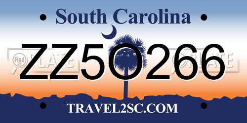 ZZ5O266 South Carolina License Plate