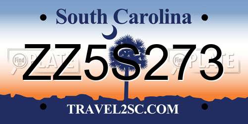 ZZ5S273 South Carolina License Plate