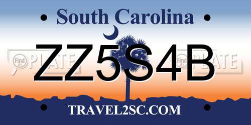ZZ5S4B South Carolina License Plate
