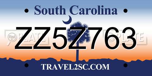 ZZ5Z763 South Carolina License Plate