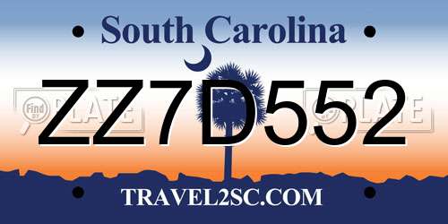 ZZ7D552 South Carolina License Plate