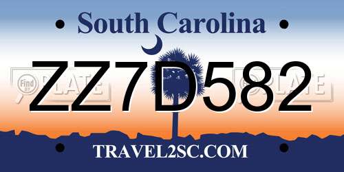 ZZ7D582 South Carolina License Plate