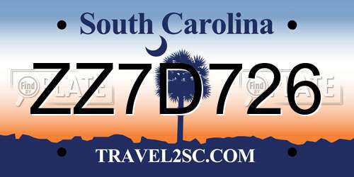 ZZ7D726 South Carolina License Plate