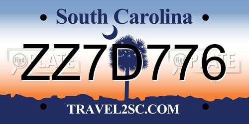 ZZ7D776 South Carolina License Plate