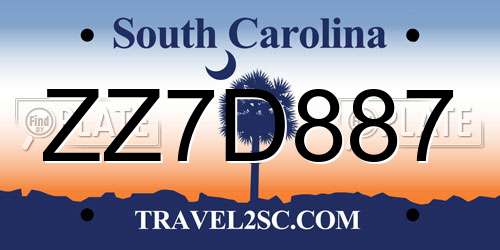 ZZ7D887 South Carolina License Plate