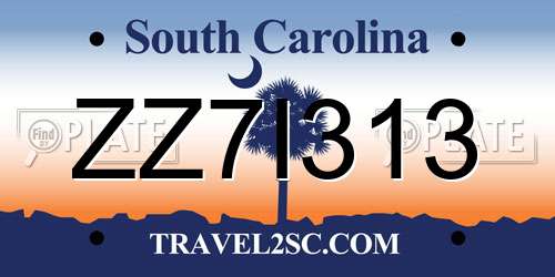 ZZ7I313 South Carolina License Plate