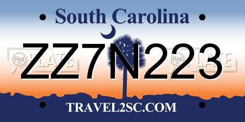 ZZ7N223 South Carolina License Plate