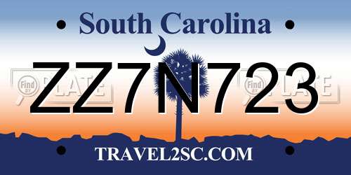 ZZ7N723 South Carolina License Plate