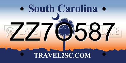 ZZ7O587 South Carolina License Plate