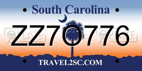 ZZ7O776 South Carolina License Plate
