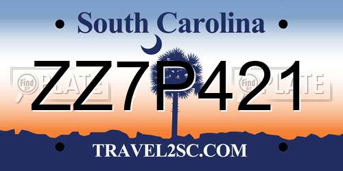 ZZ7P421 South Carolina License Plate