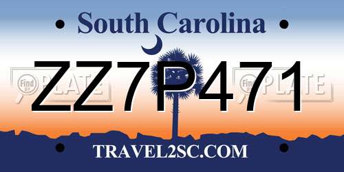 ZZ7P471 South Carolina License Plate