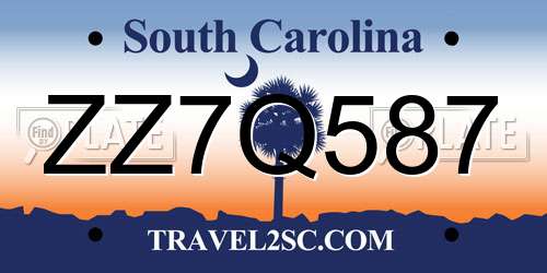 ZZ7Q587 South Carolina License Plate