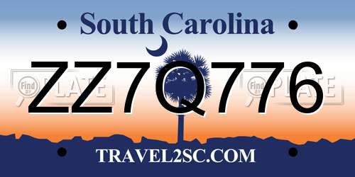 ZZ7Q776 South Carolina License Plate