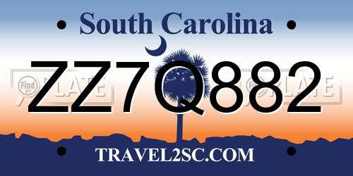 ZZ7Q882 South Carolina License Plate