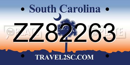 ZZ82263 South Carolina License Plate