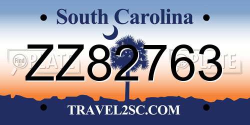 ZZ82763 South Carolina License Plate