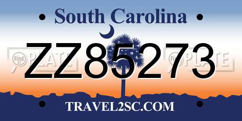 ZZ85273 South Carolina License Plate