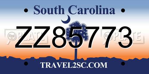 ZZ85773 South Carolina License Plate