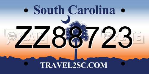 ZZ88723 South Carolina License Plate