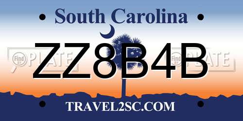 ZZ8B4B South Carolina License Plate