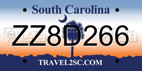 ZZ8D266 South Carolina License Plate