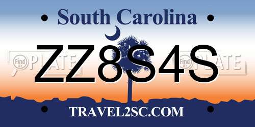 ZZ8S4S South Carolina License Plate