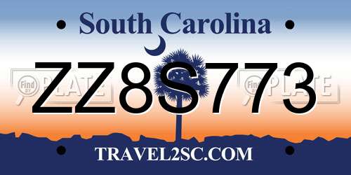ZZ8S773 South Carolina License Plate